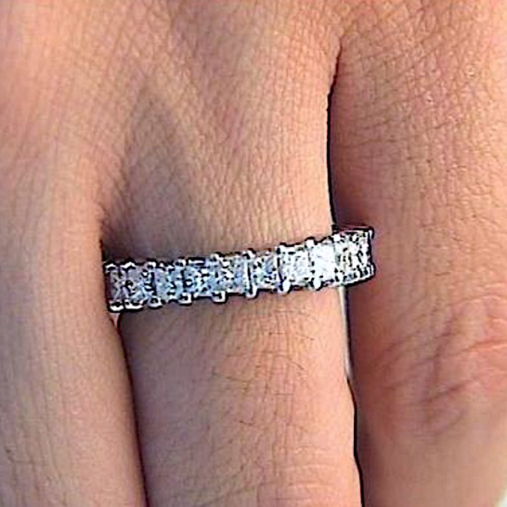 2.60ct Princess Genuine Diamond Eternity Wedding ring